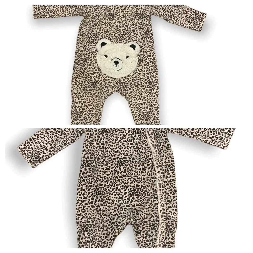 Jessica Simpson Baby Girls 0-3 Months Leopard-Print Footed Coverall